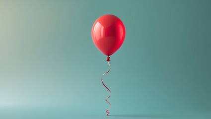 Red Balloon on Teal Background Festive Celebration Image