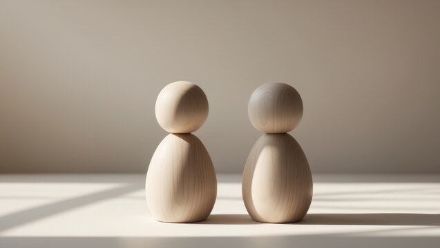 Two wooden figurines positioned side by side