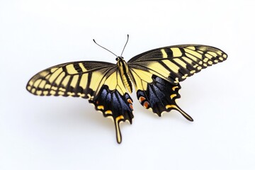 Obraz premium A yellow and black butterfly perched on a white surface