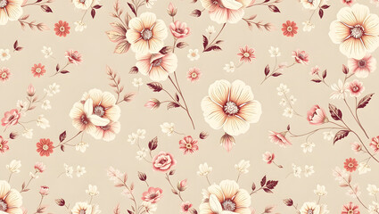 Vintage Floral Seamless Pattern Elegant Graphics. Featuring delicate florals, wildflowers and romantic motifs. 