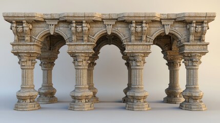 Obraz premium Stone Archway Columns Classical Design Ancient Architecture Render