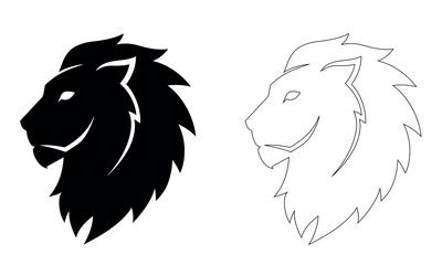 Transvaal And Line Drawing Lion Head Illustration.Lion Hed Vector Illustration