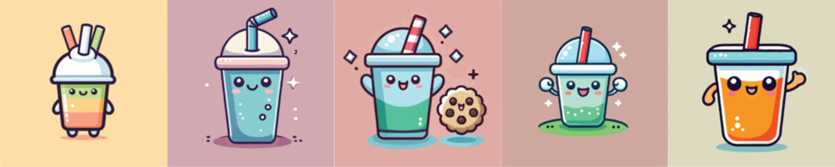 Animated vector collection of refreshing drinks