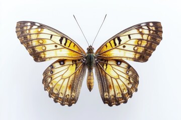 Fototapeta premium A close-up view of a butterfly on a clean and simple white background, ideal for use in scientific or educational contexts