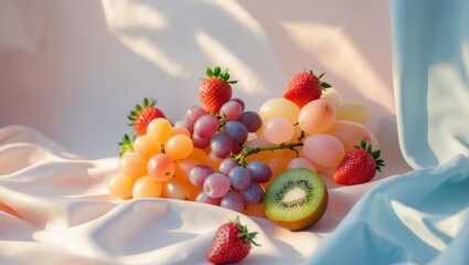 colorful fruits in shimmering pastel color