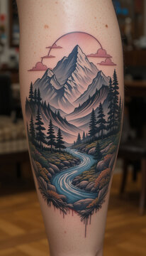 Landscape Leg Tattoo Inspiration