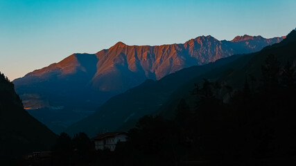 Alpine sunset or sundowner at Tschupbach, Serfaus, Landeck, Tyrol, Austria