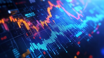 A 3D graph showing stock market growth over time, with arrows and currency symbols.