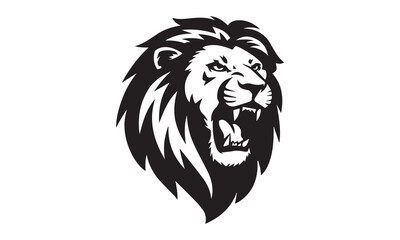 Obraz premium Black and white Lion head vector illustration with symmetrical design, for your logo template