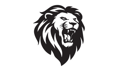Fototapeta premium Black and white Lion head vector illustration with symmetrical design, for your logo template