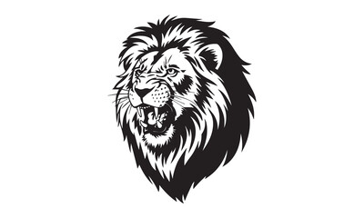 Fototapeta premium Black and white Lion head vector illustration with symmetrical design, for your logo template
