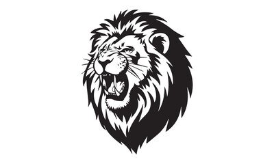 Black and white Lion head vector illustration with symmetrical design, for your logo template
