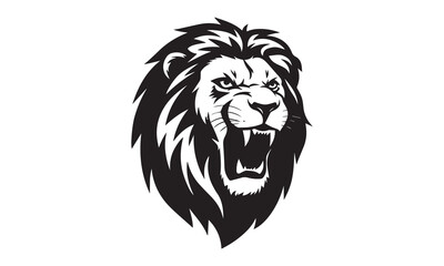 Obraz premium Black and white Lion head vector illustration with symmetrical design, for your logo template