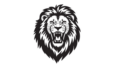 Black and white Lion head vector illustration with symmetrical design, for your logo template