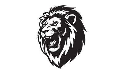 Fototapeta premium Black and white Lion head vector illustration with symmetrical design, for your logo template