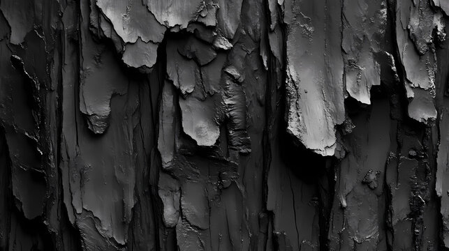 Texture bark of tembusu tembesu or ironwood tree close up in a vertical shot, highlighting natural details and rugged textures. Ebonwood. Illustration