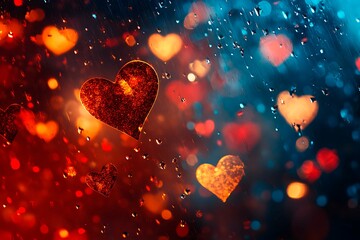 An abstract Valentine's Day background filled with swirling hearts in vibrant reds and pinks, evoking love and romance in a dreamy design.