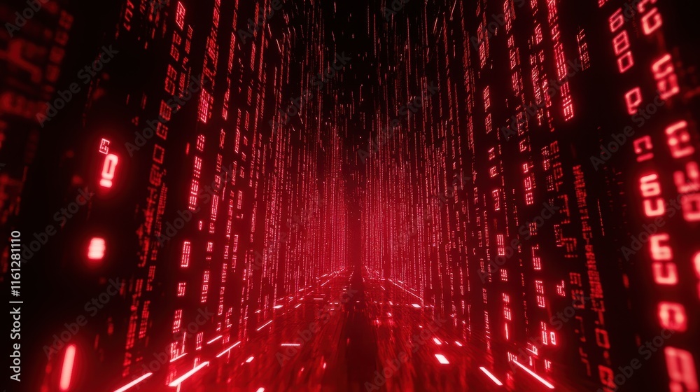 Poster dynamic digital matrix flow futuristic cyber environment 3d render immersive visuals abstract concep
