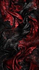 Obraz premium Black dark deep red burgundy cherry maroon crimson abstract background. Silk satin velvet fabric. Elegant luxury rich. Curtain drapery fold line wave flow. Romance Valentine Birthday Christmas. 