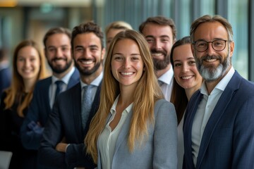 Happy group of business team celebrating a good job in the office. Business and finance concept, Generative AI