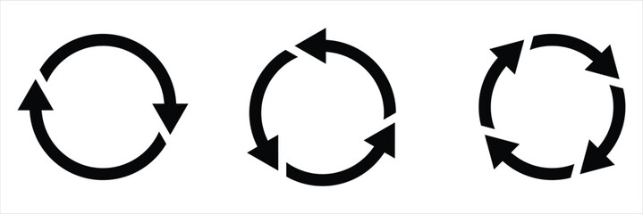 Circle arrows icon set. Round reload sign, repeat icon, refresh icon, rotate arrow icon sign and symbol, Vector illustration. EPS 10