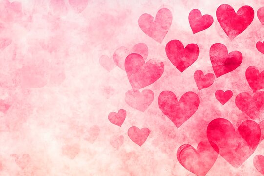 An abstract Valentine's Day background filled with swirling hearts in vibrant reds and pinks, evoking love and romance in a dreamy design.