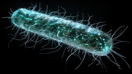 Exploring bacterial microorganisms under a microscope laboratory scientific illustration dark background close-up view microbiology concept