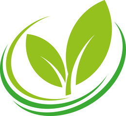 Zwei Blätter, Pflanzen und Kreise, Heilpraktiker und Natur Logo, Icon