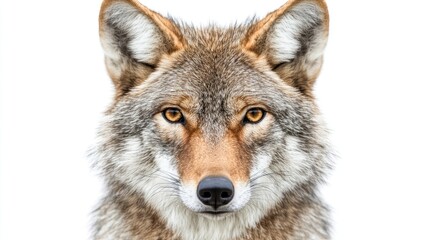 Fototapeta premium A close-up of a coyote's face, showcasing its sharp features and intense gaze.