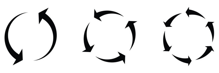circle arrow icon set. circular arrow icon, refresh, reload. Set of circle arrows rotating on white background. Vector illustration.