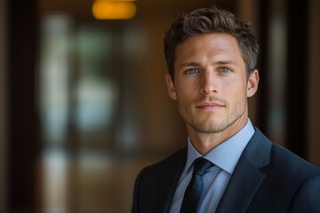 Fototapeta premium Charming male attorney possibly accountant banker executive business lawyer finance man, Generative AI