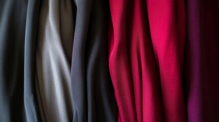 Obraz premium Black dark gray purple burgundy red background. Silk satin fabric. Luxury elegant beauty premium rich. Shiny glitter shimmer silky. Drapery fold crease. Christmas birthday Valentine romance festival.