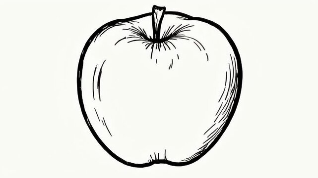 A simplistic illustration of an apple depicted in outline style, emphasizing health and organic nature themes.
