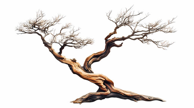 Isolated background of an iron wood tree isolated against a white background (pyinkado). Ebonwood. Illustration