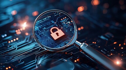 Exploring cybersecurity threats and solutions in technology digital landscape infographic futuristic viewpoint