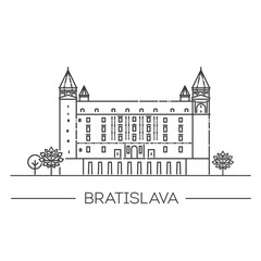 Obraz premium Bratislava castle vector illustration. Outline symbol