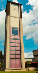 Clock tower on a sunny summer day at Landau, Isar, Dingolfing-Landau, Bavaria, Germany