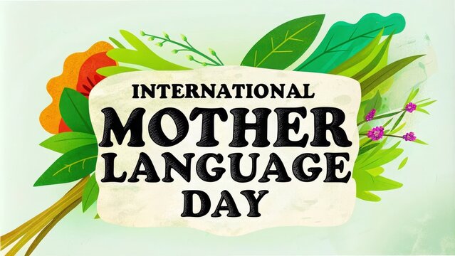 Celebration of international mother language day with nature-inspired floral design