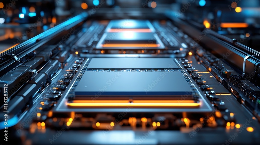 Poster exploring advanced technology systems in a high-tech environment digital circuitry close-up view for