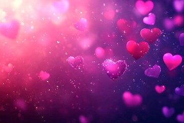 An abstract Valentine's Day background filled with swirling hearts in vibrant reds and pinks, evoking love and romance in a dreamy design.