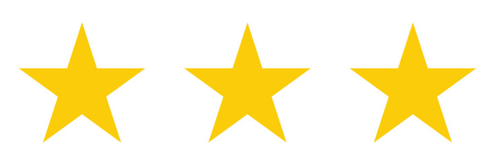 Three stars rating icon. Rate stars. 3 star rating icon. Yellow concept abstract vector illustration. EPS 10