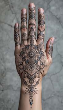 Abstract Geometry: Intricate Hand Tattoo Designs