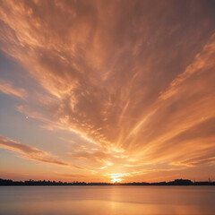 Fototapeta premium sunset over the river