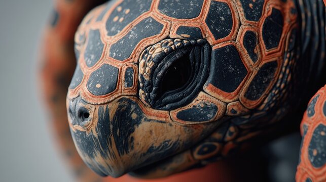 Close-up of a textured turtle shell, showcasing intricate patterns and details.