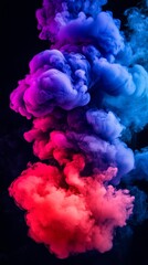 Fototapeta premium Black, dark, purple, red, Burgundy, magenta, maroon, plum, watercolor, water. Messy Smearing stains stains dirty fumes. Fantasize about dramatic storms in the night sky with clouds.