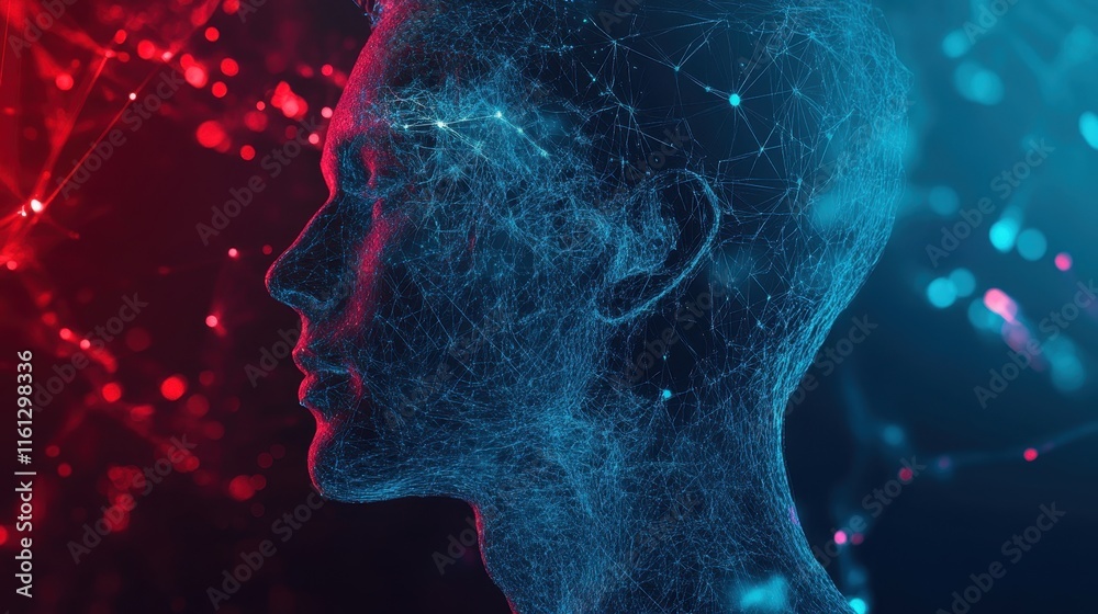 Poster neural network visualization abstract space digital art futuristic environment side view ai concept