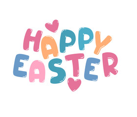 Lettering with colored letters, happy Easter.