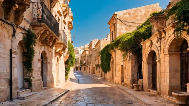 Amazing street empty old city jaffa israel sunny day


