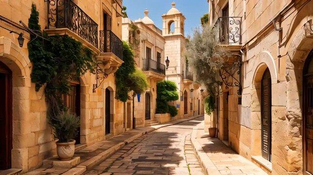 Amazing street empty old city jaffa israel sunny day

