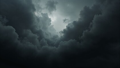 Obraz premium Dramatic storm clouds with a faint light breaking through for moody and atmospheric visual designs.